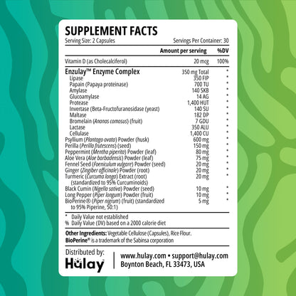 3-in-1 Gut Health Supplement - Debloat Pills - Gas and Bloating - Lactase, Protease, Amylase and Lipase Digestive Enzymes - Peppermint, Turmeric and Psyllium Husk Capsules