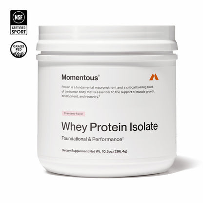 Momentous Essential Grass-Fed Whey Protein Powder - 20 g Whey Isolate Protein - NSF Certified for Sport - Gluten-Free - 12 Servings for Essential Everyday Use