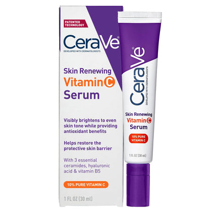 CeraVe Vitamin C Serum for Face with 10% Pure Vitamin C, Hyaluronic Acid & 3 Essential Ceramides, Skin Brightening Antioxidant Serum,