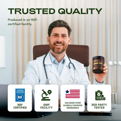 Cata-Kor NMN Supplement – 1000mg Per Serving NAD Resveratrol Supplement with Quercetin | TMG – NMNH Alternative – Supports Cellular Energy & NAD+ Level – 60 Capsules