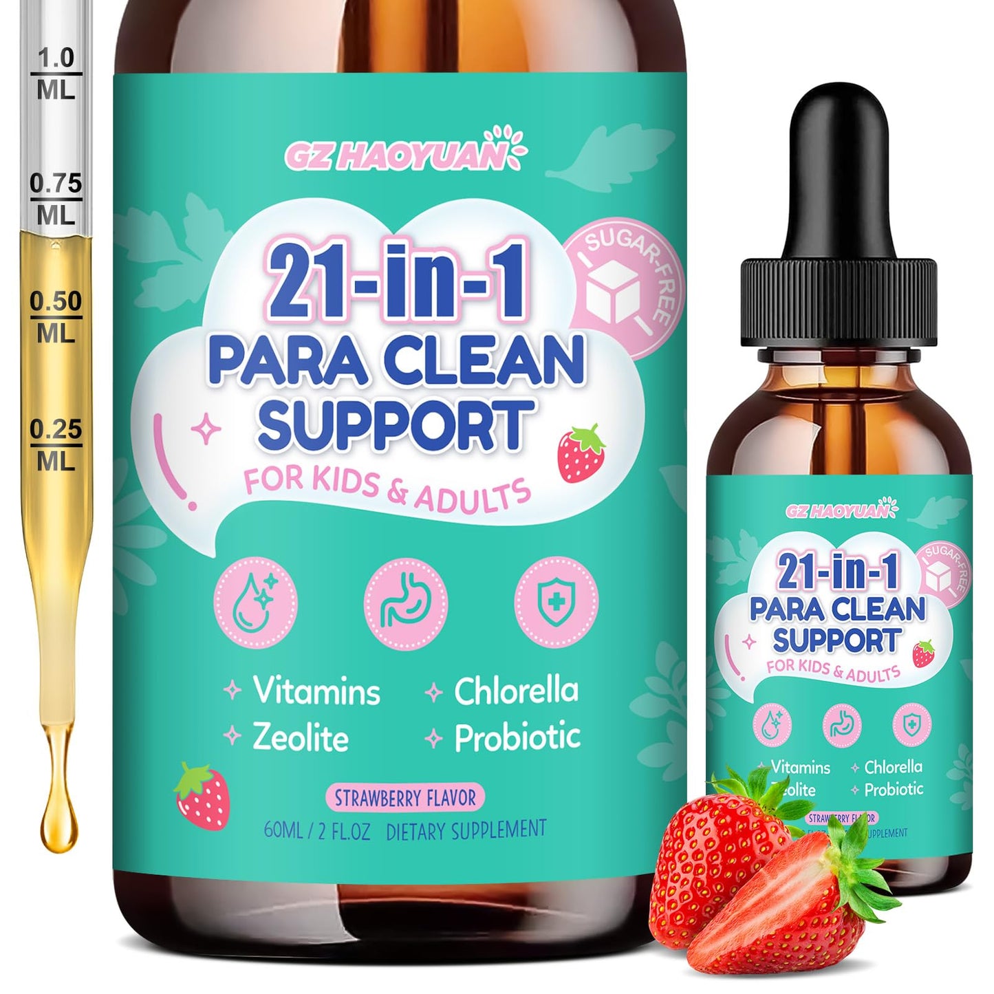 21 in 1 Parasite Cleanse for Humans & Kids, Herbal Gut Cleanse Liquid Drops – Wormwood, Black Walnut, Zeolite, Chlorella,10B Probiotics & Clove,