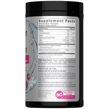 NeoCell Collagen Peptides Powder | 9.1 oz | Grass Fed Bovine | with Biotin and Hyaluronic Acid | Cranberry Cocktail Flavored