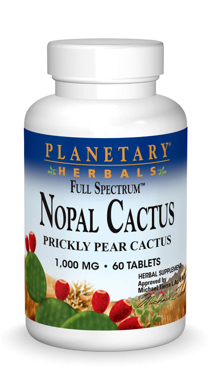 Planetary Herbals Full Spectrum Nopal Cactus 1000mg Prickly Pear Cactus Antioxidant - 100% Natural - 60 Tablets