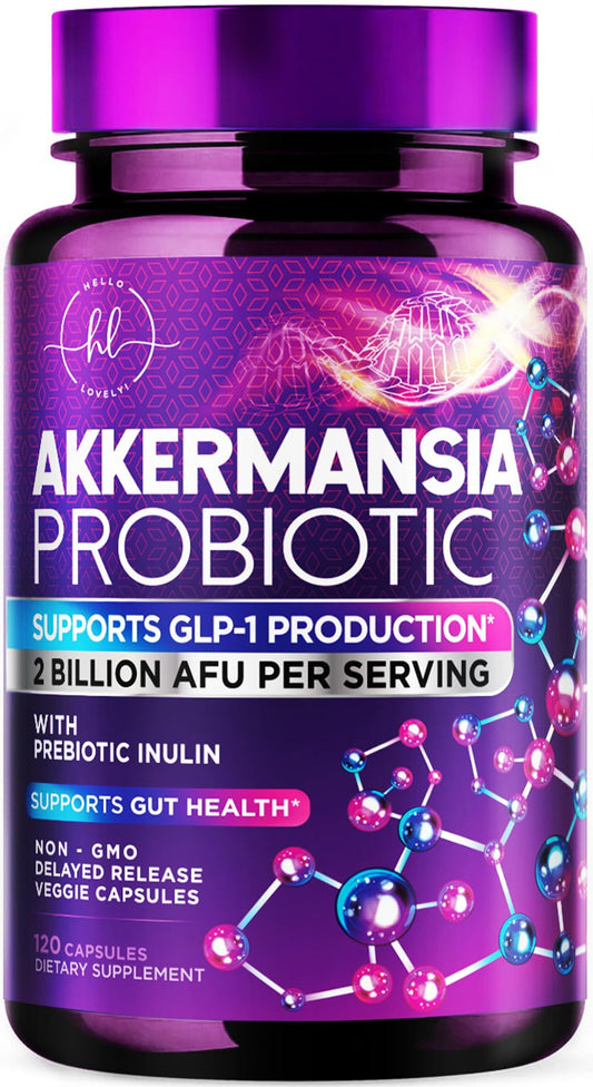 Akkermansia Probiotic - 2 Billion AFU per Serving - Best Strain Production Support with Prebiotic Fiber for Natural Digestive & Gut Health