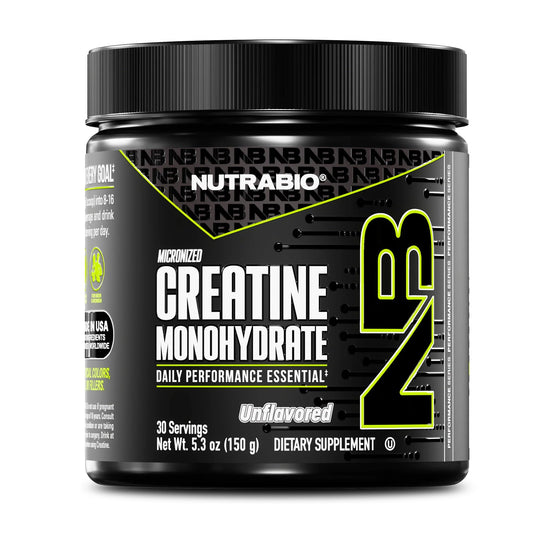 NutraBio Pure Micronized Creatine Monohydrate Powder Supplement, Unflavored, (150 g) - Supports Bulk Muscle Energy, Recovery, and Strength - HPLC Tested Creatine Powder Supplement for Men and Women
