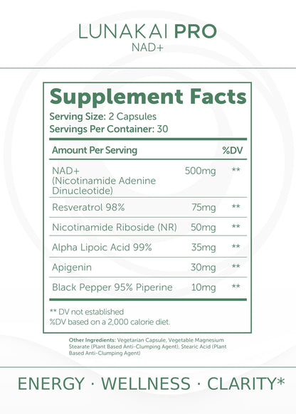 Lunakai USA Made Dual-Pathway NAD+ Formula with NR & Resveratrol – Natural NAD Supplement for Women & Men – Healthy Aging 7