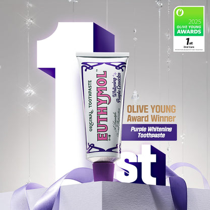Euthymol Purple Whitening Toothpaste (3.7 fl oz) – for Yellow & Sensitive Teeth | Violet Tone-Up Formula, Instantly Brightens,