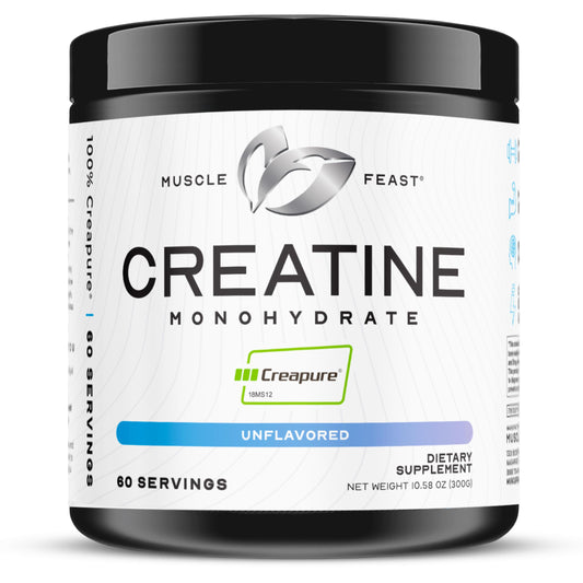 Muscle Feast Creapure Creatine Monohydrate Powder, Vegan Keto Friendly Gluten-Free, Mass Gainer, Muscle Recovery Supplement and Trusted Creatine for Muscle Growth, Creatine Powder, Unflavored, 300g Muscle Feast buy supplements Au