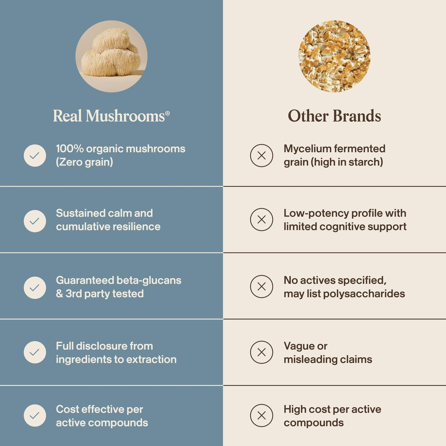 Real Mushrooms Calm Lions Mane Capsules (90 Count) – 400mg Organic Lions Mane Fruiting Body Extracts, 200mg Organic Reishi, 200mg AlphaWave L-Theanine for Calm Clarity & Relaxed Alertness, 90ct