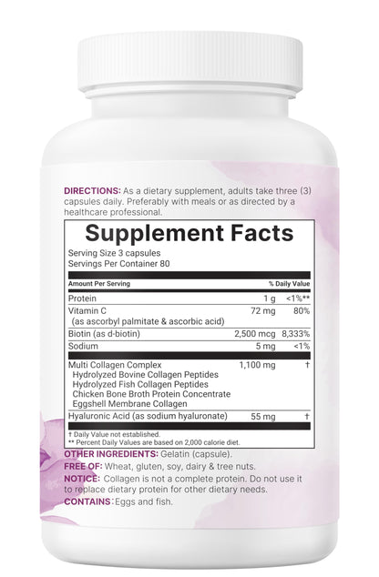 Micro Ingredients 2 Pack Multi Collagen Pills for Women & Men, 480 Capsules | Type I, II, III, V, X | Hydrolyzed Protein Peptides with Biotin,