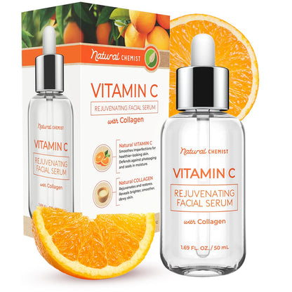 Natural Chemist Vitamin C Serum With Collagen - Dermatologist Tested, Skin Brightening, Anti-Aging, Acne Treatment, Fades Dark Spots, Cruelty Free Korean Skin