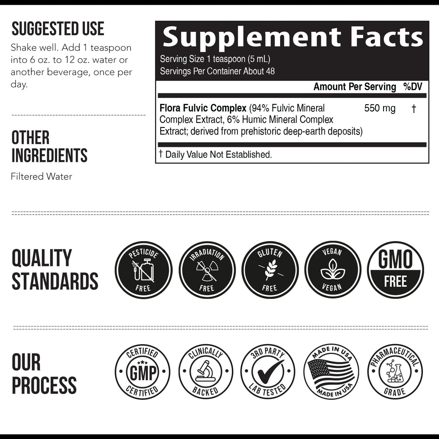 Flora Fulvic | Fulvic Acid + Humic Acid Complex – 550 mg | Mined in Utah, Prehistoric Deep Earth Extract | Immunity, Gut, Digestion