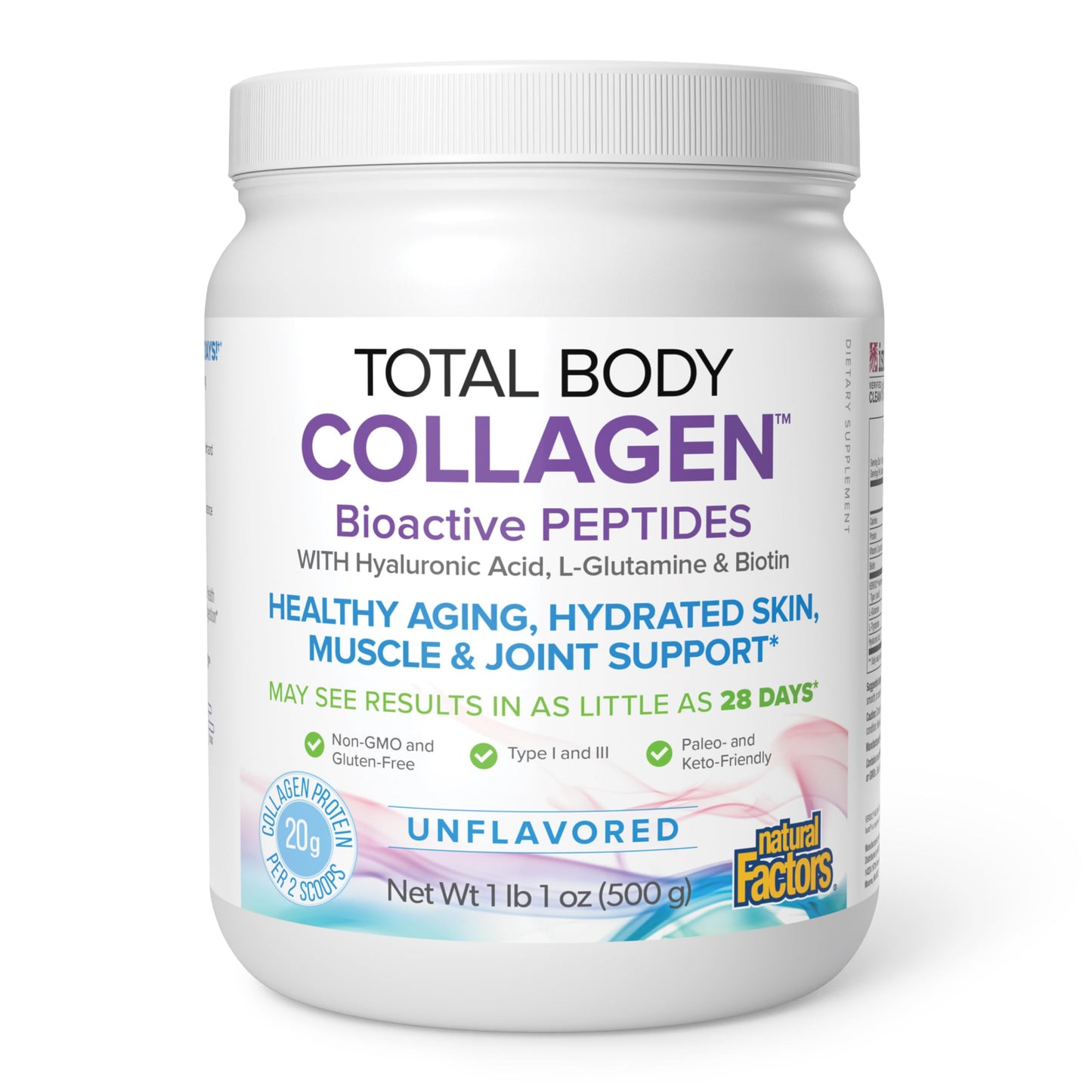 Natural Factors Total Body Collagen - Bioactive Collagen Supplement for Hair & Nail Growth Support - Healthy Skin Supplement with Protein, Vitamin C & More
