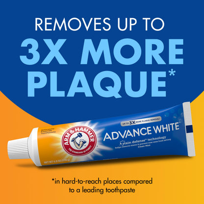 ARM & HAMMER Advance White Toothpaste, Teeth Whitening Baking Soda Toothpaste with Stain Defense Technology and Fluoride,