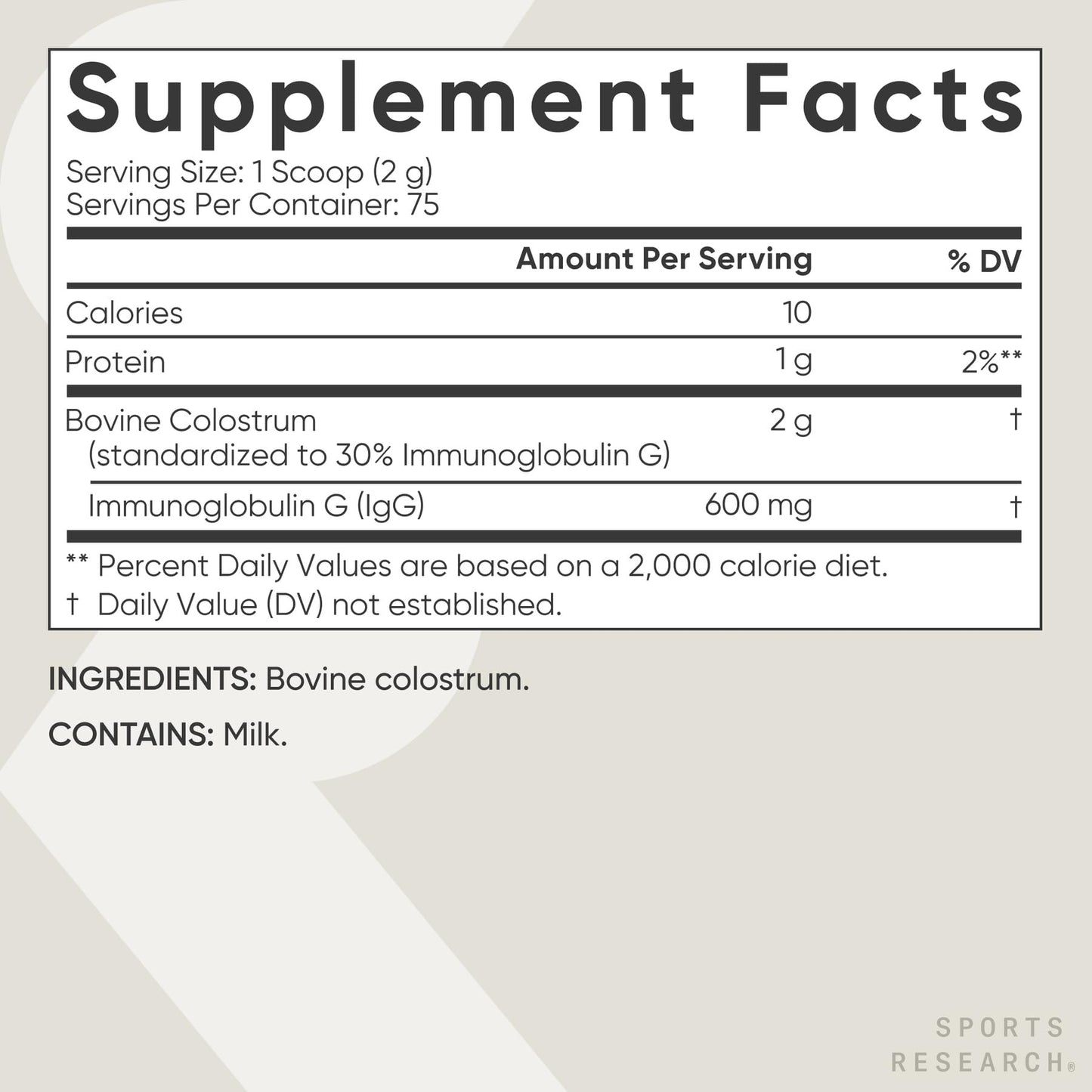Sports Research® Bovine Colostrum Powder – Easy to Mix, Single Ingredient Superfood – Immunity Support & Gut Health w/IgG Antibodies - U.S. Sourced