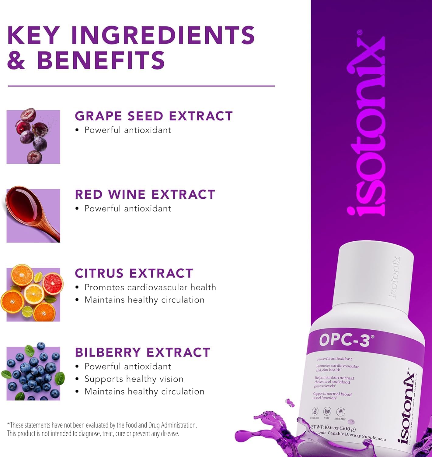 Isotonix OPC-3 Antioxidant Supplement - Pycnogenol, Grape Seed Extracts, Bilberry, Red Wine & Pine Bark Extracts - for Heart & Circulatory Support