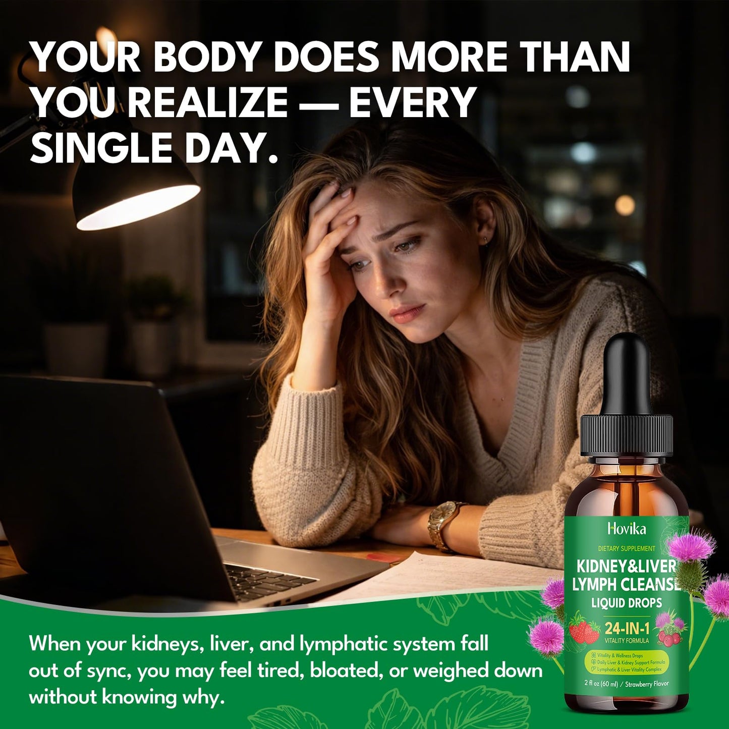 24-in-1 Kidney & Liver, Lymph Cleanse Detox & Repair Drops, Three Immune Formula with Cranberry, Milk Thistle, Vegan Urinary Tract & Lymphatic Drainage