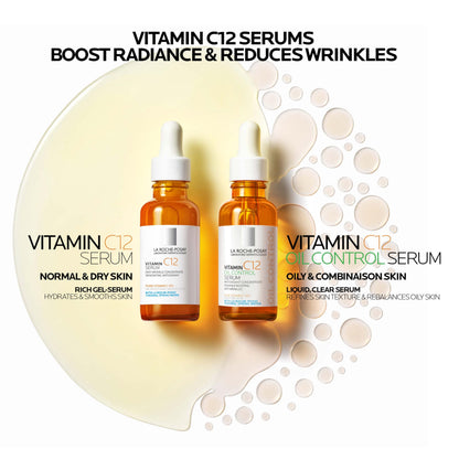 La Roche-Posay Pure 12% Vitamin C Oil Control Serum For Face With Hyaluronic Acid & Salicylic Acid, Hydrating Face Serum for Oily