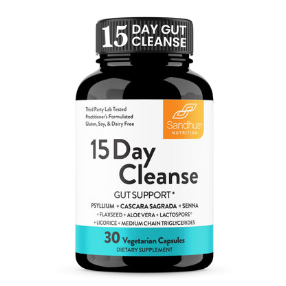 Sandhu's 15 Day Gut Cleanse Colon Detox for Women & Men| Supports Colon Cleansing & Digestive Health| Senna, Cascara Sagrada, Psyllium Husk & Probiotics