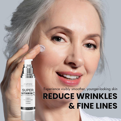 Super Vitamin C Face Serum for Mature Skin: Hydrating Brightening Formula - Vitamin C, Hyaluronic Acid, Vitamin E, Caffeine