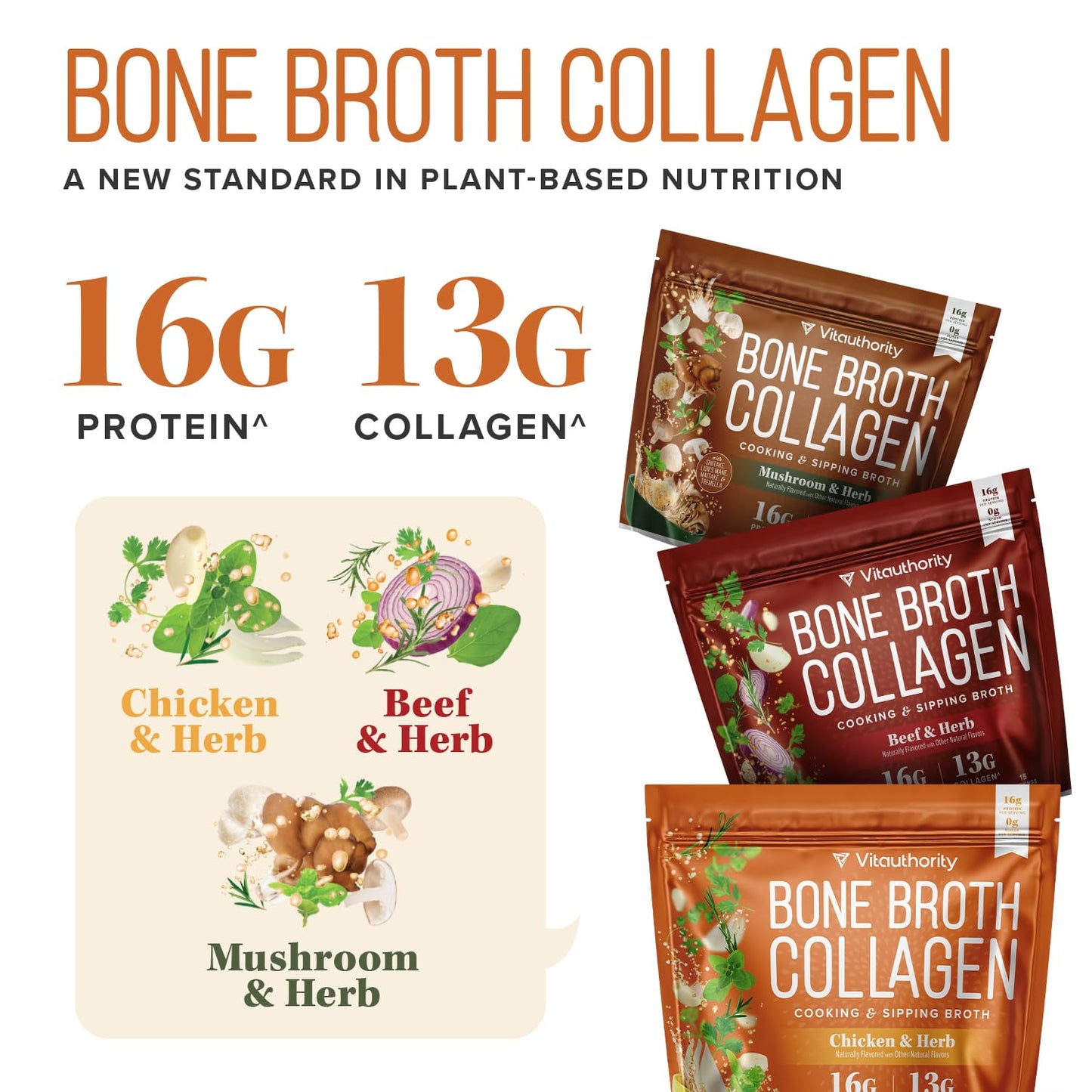 Bone Broth Collagen Powder 16g Collagen Protein per Serving Supports Joints Skin Nails & Gut Health Made from Real Beef Bone Broth Savory Collagen