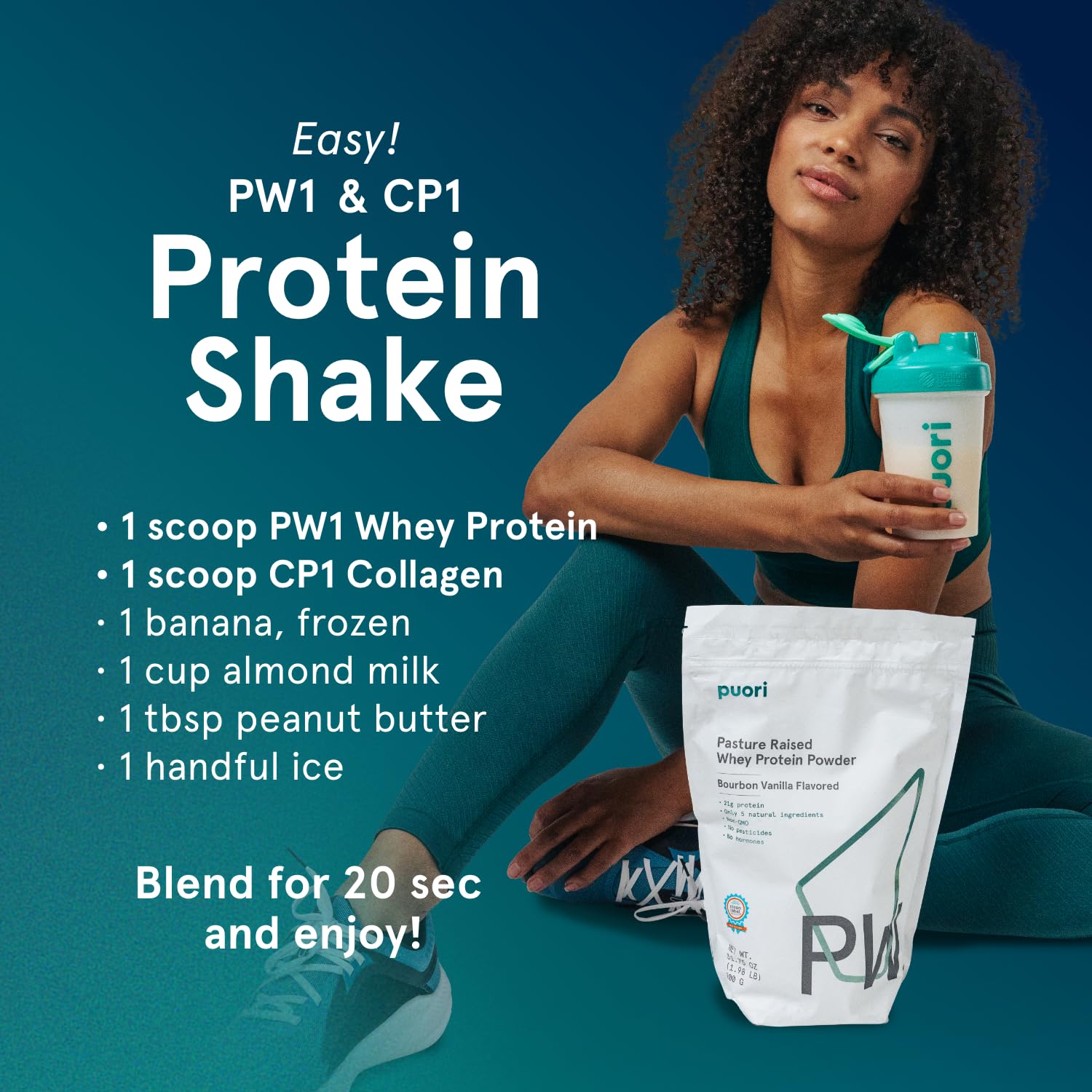 Puori Whey Protein Powder, Dark Chocolate - PW1 Pasture-Raised, Grass-Fed Whey Protein Powder Drink Mix containing BCAA Amino Acids - Post-Workout Supplement for Muscle Gain & Recovery - 30 Servings Puori buy supplements Au