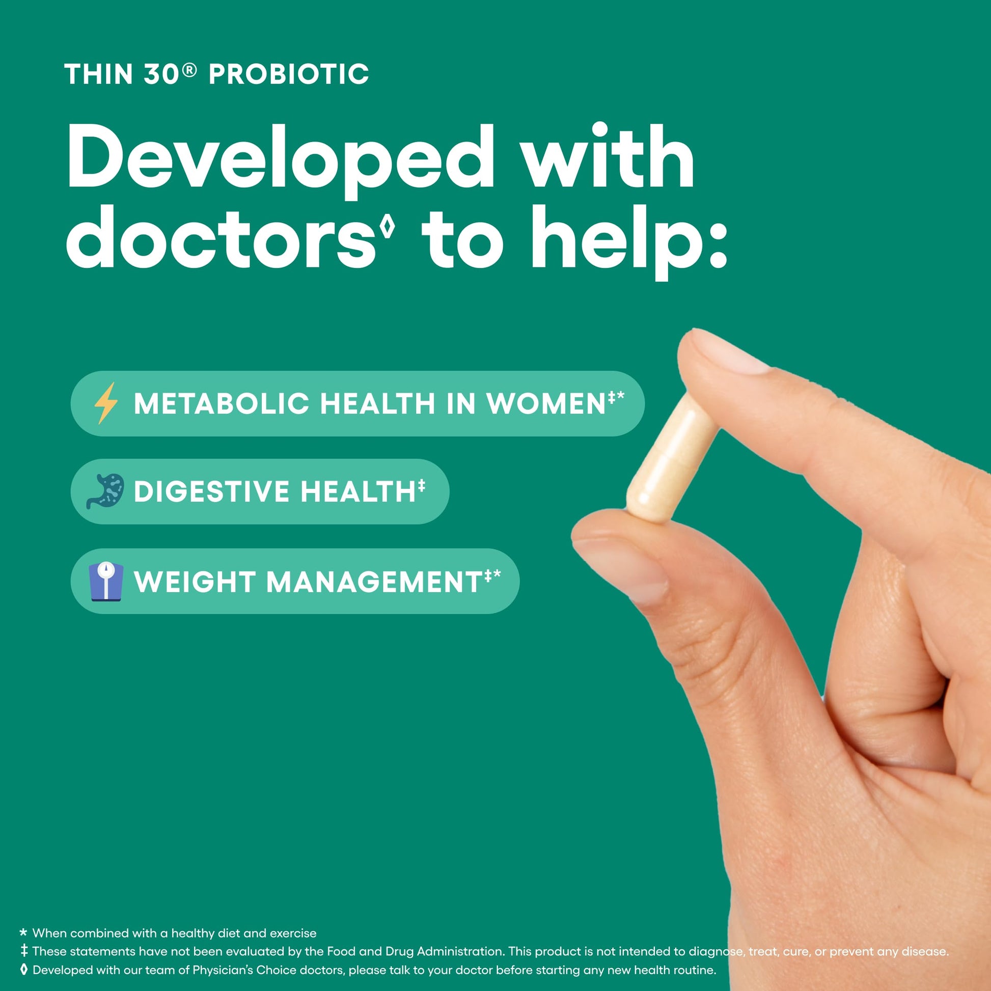 Physician's CHOICE Probiotics for Weight Management & Bloating - 6 Probiotic Strains - Prebiotics - Key ingredient Cayenne - Supports Gut Health - Weight Management for Women & Men - Green Tea - 30 CT Physician's CHOICE buy supplements Au