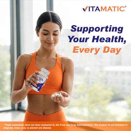 Vitamatic Calcium Magnesium Zinc D3 Boron | 365 Coated Tablets Supplement | Calcium 1200 mg, Magnesium 420mg, Zinc 25mg, Vitamin D3 1000 IU, Boron 1 mg | Non-GMO | Gluten Free | Made in USA