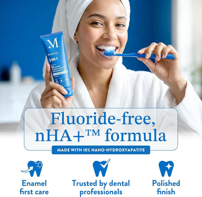 Mouthology 10% Nano Hydroxyapatite Toothpaste Fluoride Free, Whitening*, Rod Shaped nHa, Xylitol Toothpaste for Adults, Enamel Care*, Sensitive Teeth*, SLS Free