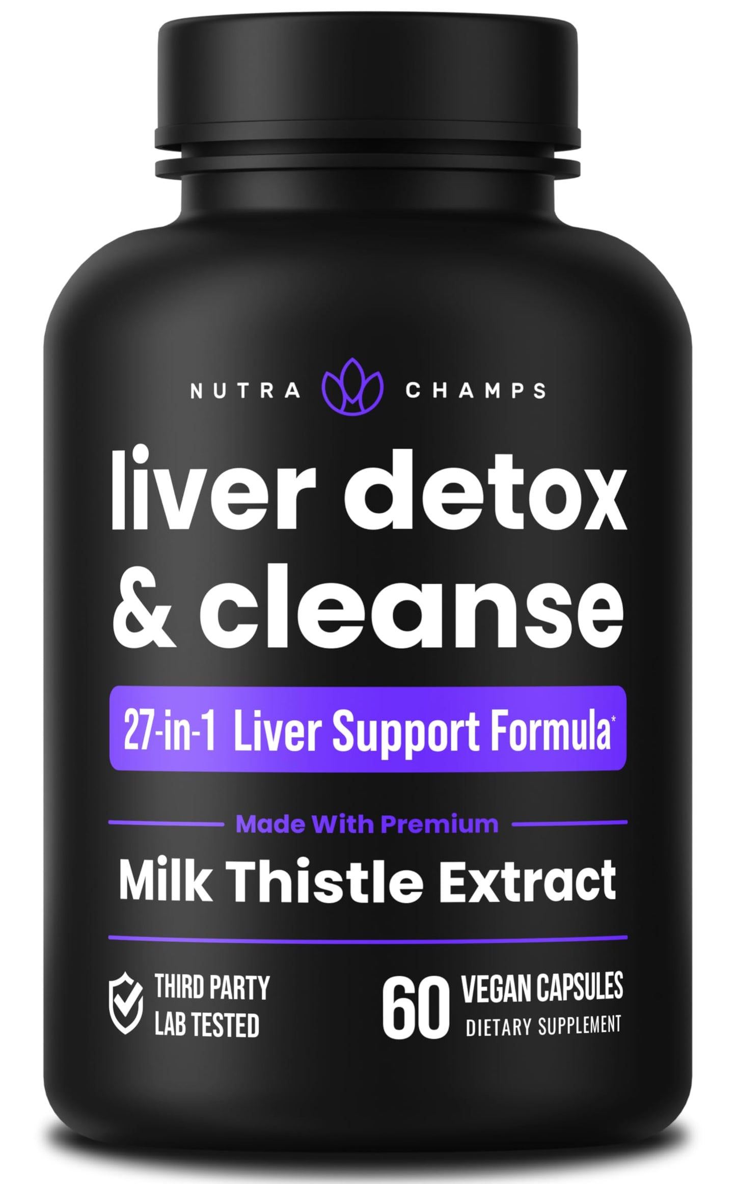 NutraChamps Liver Cleanse Detox & Repair Formula, 20+ Herbs: Milk Thistle Extract with Silymarin, Artichoke, Dandelion, Chicory Root Powder,