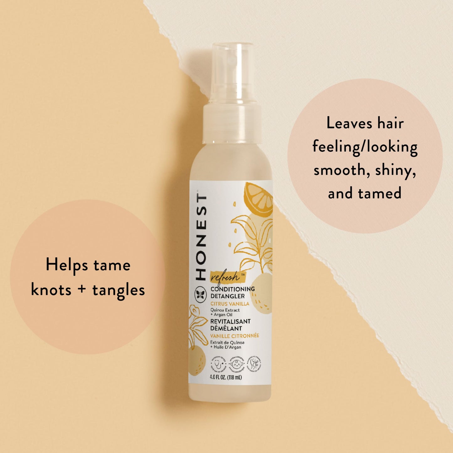 The Honest Company Conditioning Hair Detangler, Tear-Free, Hypoallergenic, Leave-In Conditioner and Fortifying Spray