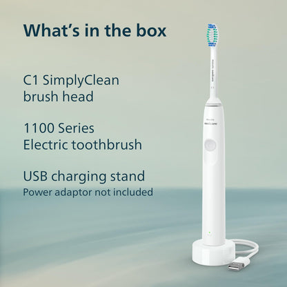 Philips Sonicare 1100 Series Electric Toothbrush - Sonic Toothbrush with Advanced Sonic Technology, EasyStart,