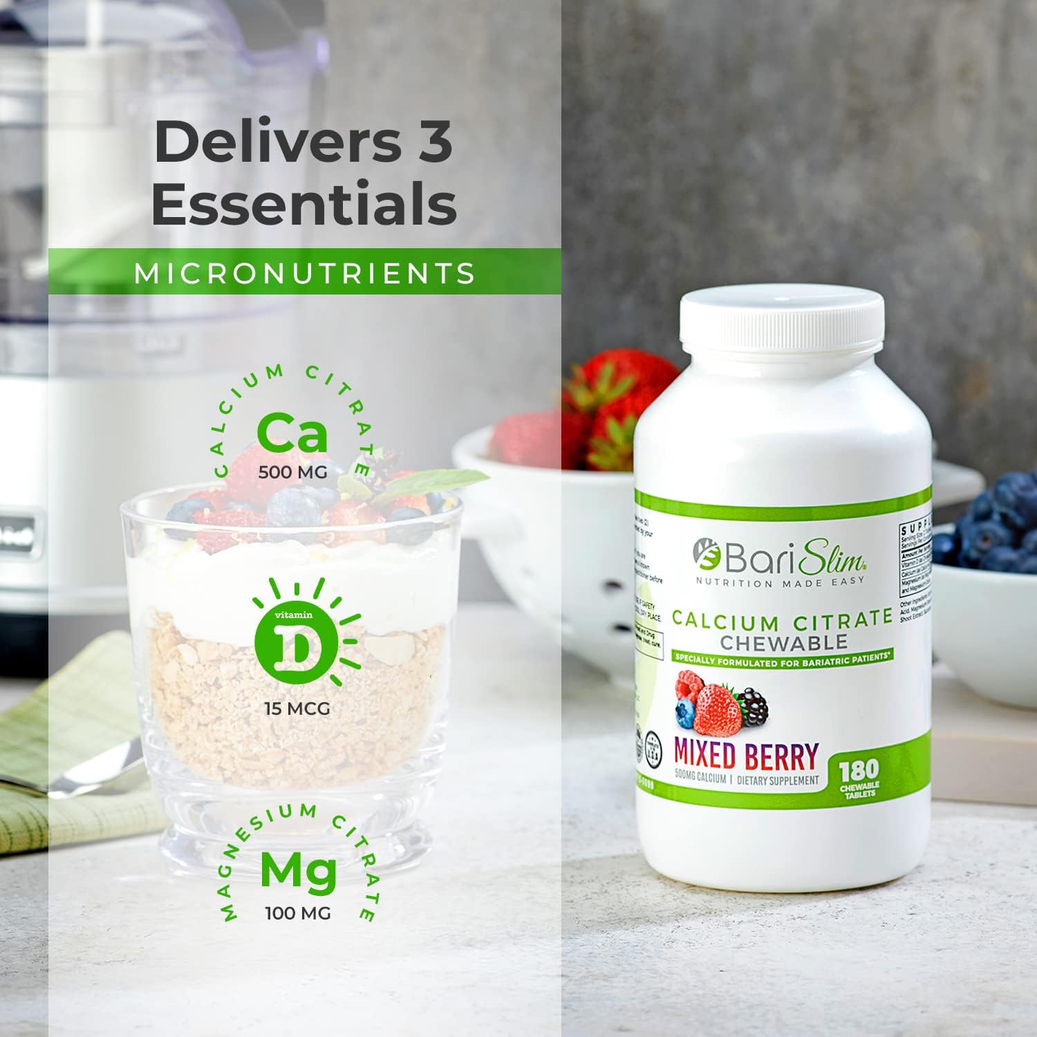 BariSlim Bariatric Calcium Citrate & Complete Chewable Bariatric Multivitamin - Bariatric Vitamin and Supplement for Post Bariatric Surgery Including Gastric Bypass and Gastric Sleeve BariSlim buy supplements Au