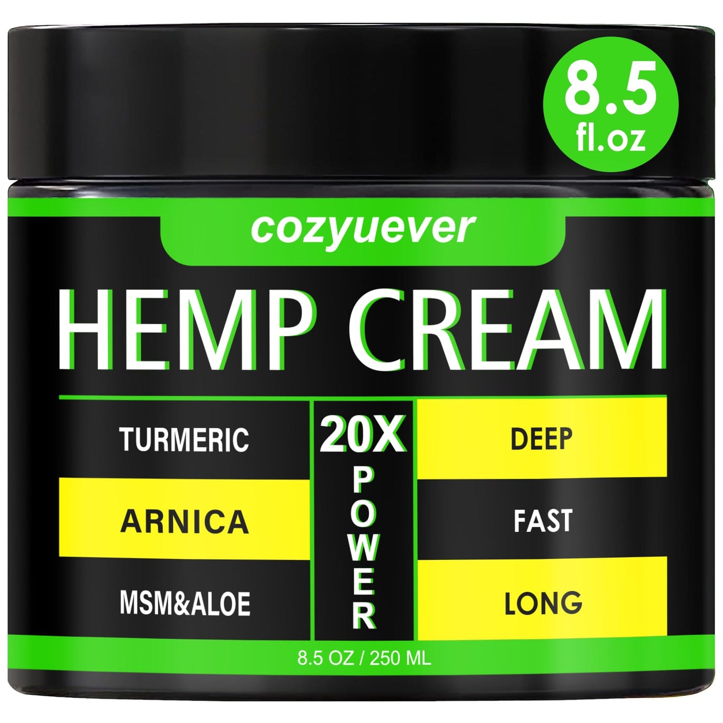 cozyuever 8.5 Oz Hemp Cream with Arnica, Menthol, Aloe, Emu Oil, Turmeric cozyueverBuy Supplements Australia