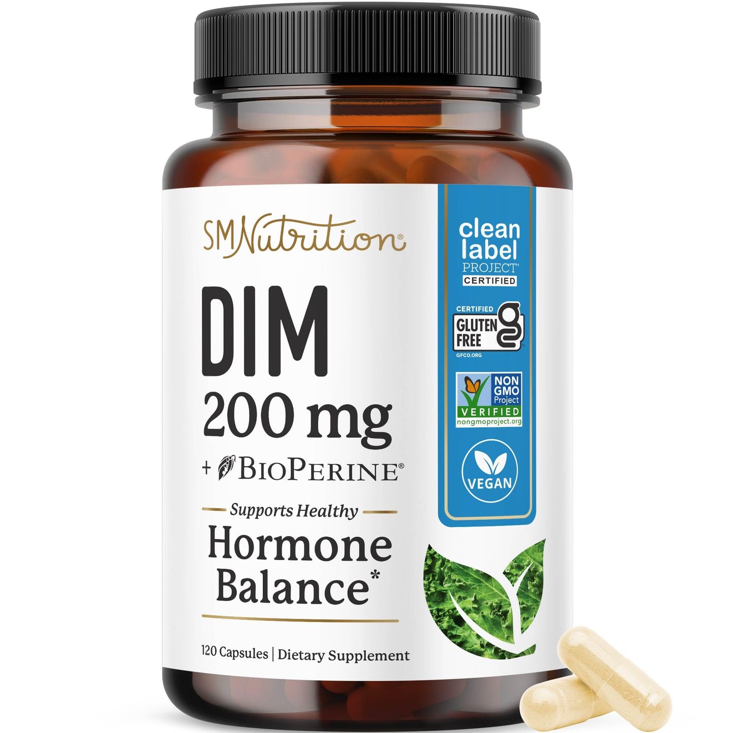 DIM Supplement 200 mg (120 Ct) | Estrogen Balance for Women & Men | Hormone Balance, Hormonal Acne Supplements, Menopause, Antioxidant & PMS Support