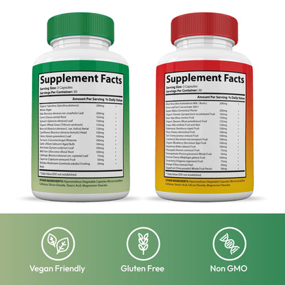Justified Laboratories Superfoods Set - Includes Vital Fruits (90 Capsules) + Vital Veggies (90 Capsules) - Non-GMO, Vegan - 30 Servings per Bottle