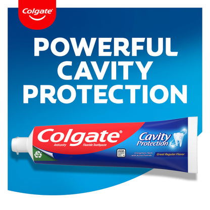 Colgate Cavity Protection Toothpaste with Fluoride, Minty Great Regular Flavor, Anti Cavity Toothpaste, 6 Pack, 6 Oz Tubes