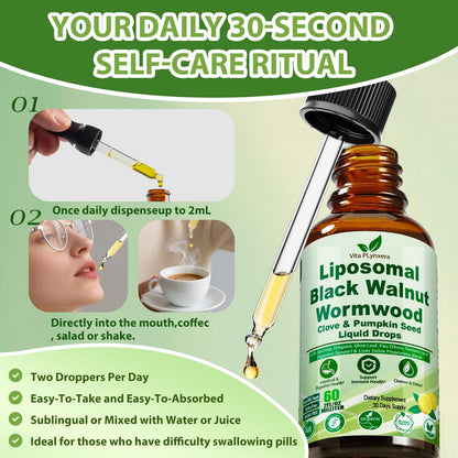 Wormwood Black Walnut Clove Cleanse Drops for Human, 15-in-1 Triple-Action Gut Detox & Digestive Wellness Organic Liquid Tincture w. Soursop PAU