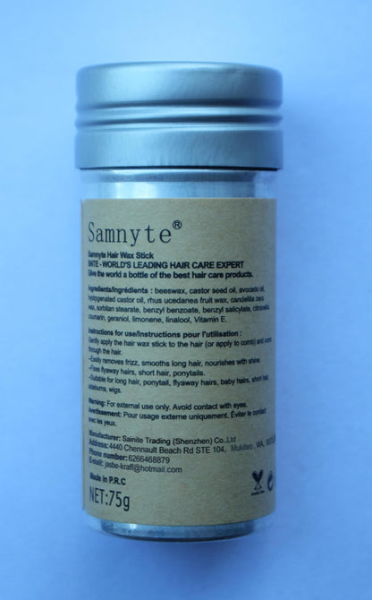 Samnyte Hair Wax Stick, Gel Tamer for Flyaways, Nourishing Slick Stick Pomade for Women & Kids, Slick Back & Styling Cream