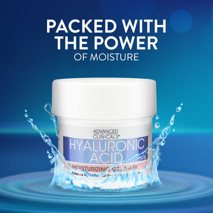 Advanced Clinicals Hyaluronic Acid Gel Facial Mask Skin Care Treatment, Brightening, Hydrating Anti Aging Face Mask & Moisturizer Helps Transform Dry Skin W/Collagen