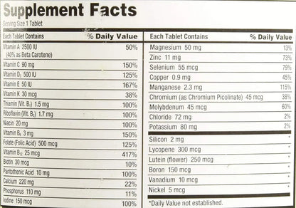 Kirkland Signature Adult 50+ Multi Vitamins & Minerals, 400 Tablets (2 Pack) KIRKLAND