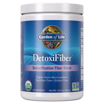 Garden of Life Organic Unflavored Fiber Powder Detox Blend with Chia, Alfalfa & Barley for Herbal Cleanse, Gut Health Support - Detoxifiber - Non-GMO,