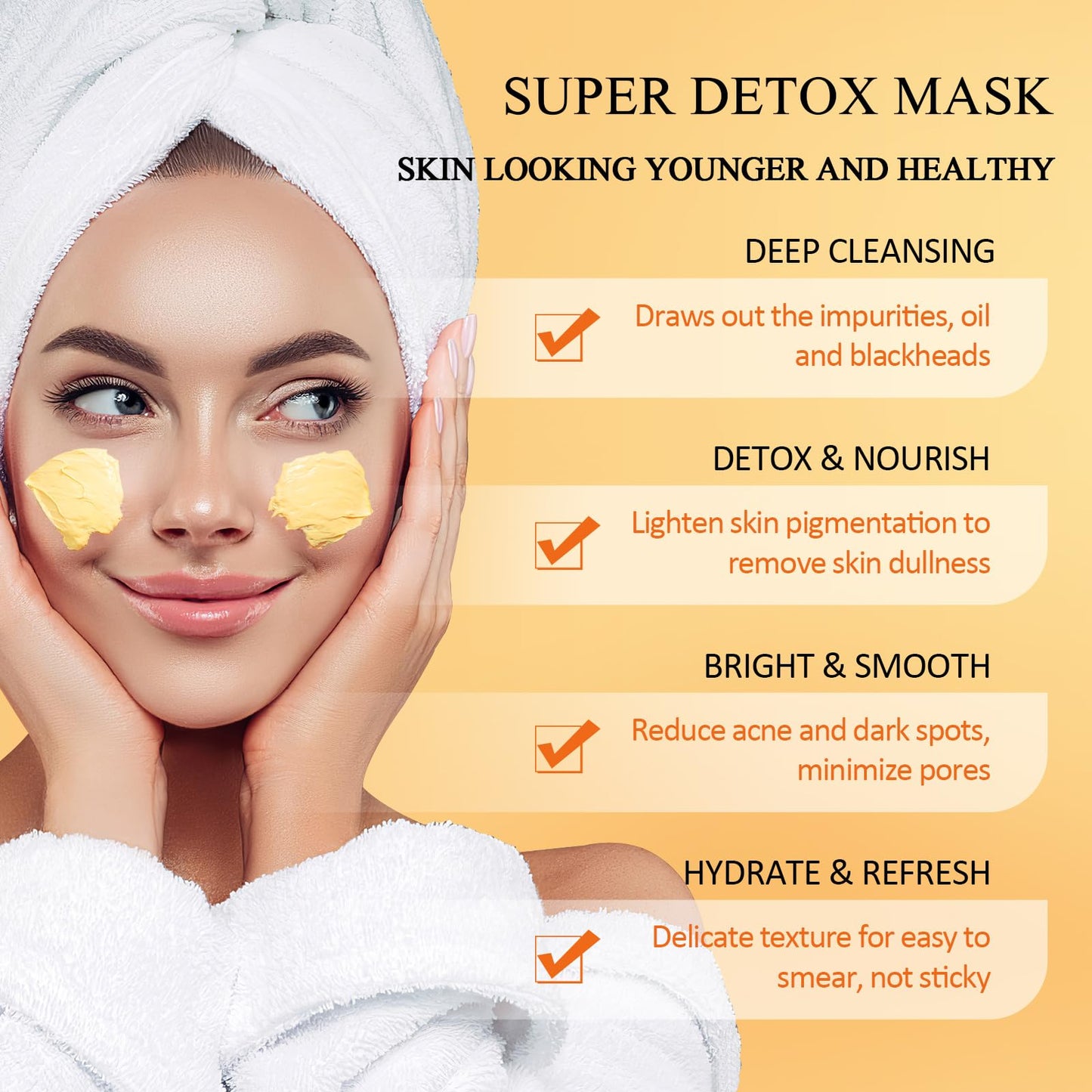 SHVYOG Turmeric Vitamin C Clay Mask with Kaolin Clay for Dull & Blemish-Prone Skin, Deep Cleansing Facial Mask, Face Masks Skincare for Controlling Oil