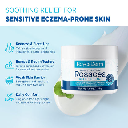Roycederm Rosacea Treatment for Face with Azelaic Acid – Redness Relief & Corrector – Sensitive Skin Moisturizer for Redness, Bumps & Irritation