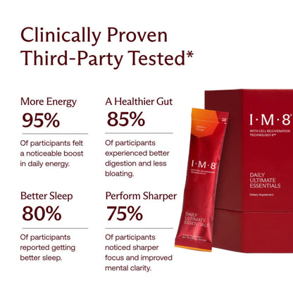 IM8 Daily Ultimate Essentials All-in-One Multivitamin Supplement, 92 Nutrient Rich Ingredients CoQ10, Probiotics, Vitamins, Greens, Gluten Free, Vegan