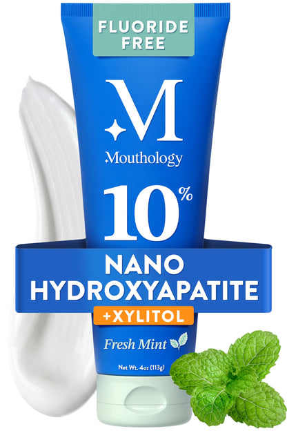 Mouthology 10% Nano Hydroxyapatite Toothpaste Fluoride Free, Whitening*, Rod Shaped nHa, Xylitol Toothpaste for Adults, Enamel Care*, Sensitive Teeth*, SLS Free