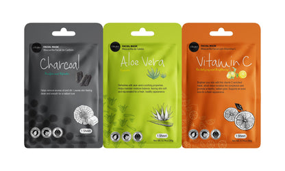 Celavi Essence Facial Sheet Face Mask Variety Set Classic Authentic Korean Moisturizing Skincare (12-Packs)
