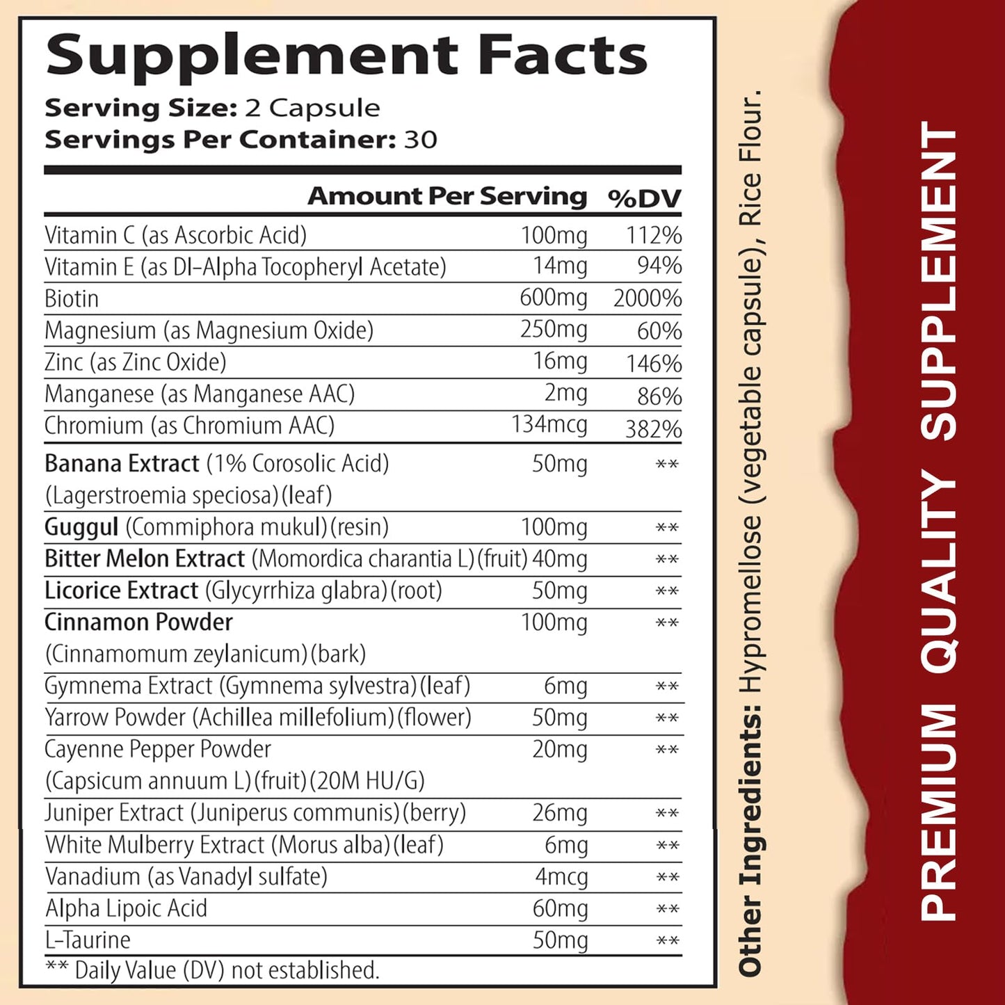 WINYEL Blood Sugar Complex Supplement - with Cinnamon, Bitter Melon, Chromium, Mulberry, Alpha Lipoic Acid, 60 Capsules