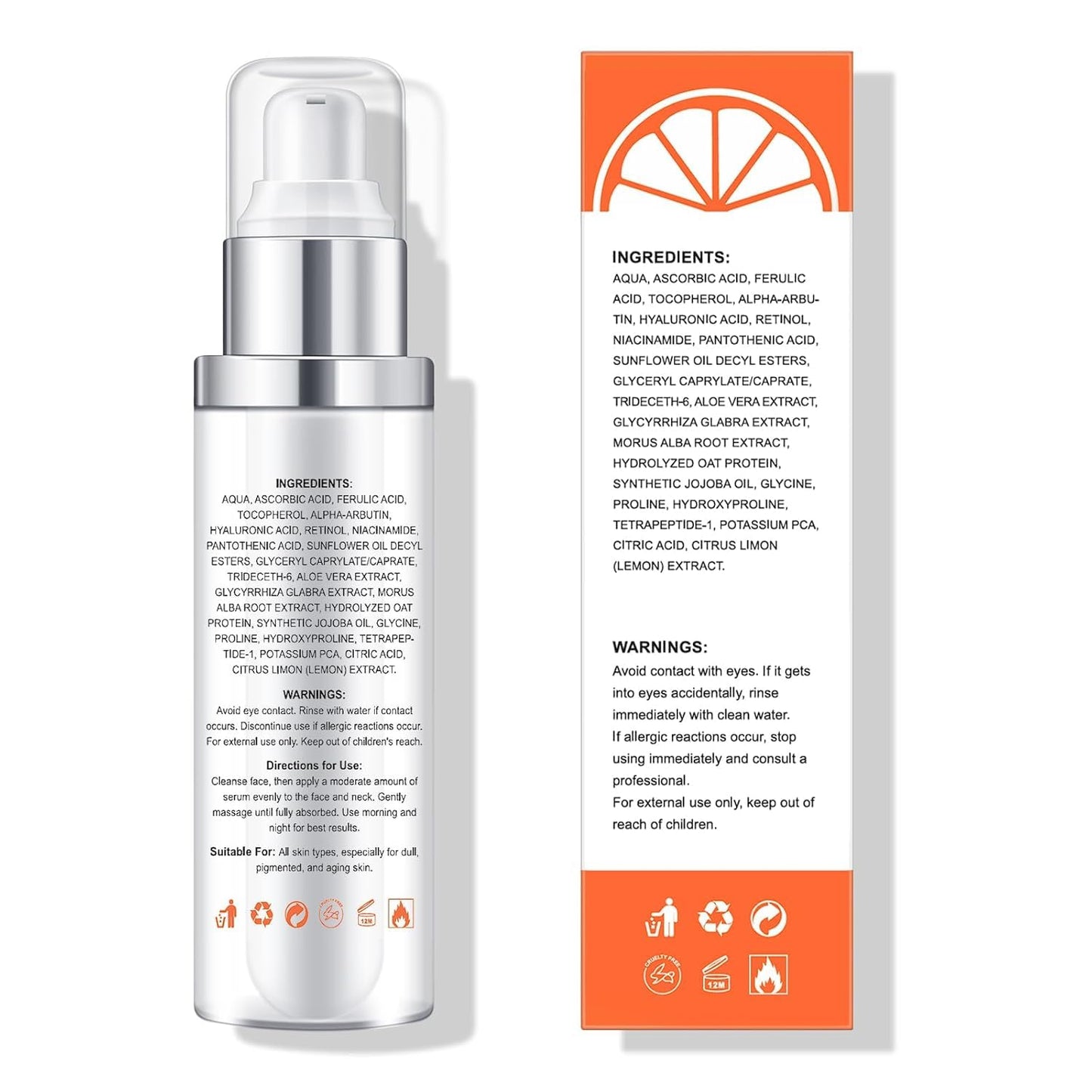 Ragkun 20% Vitamin C Serum, Retinol Serum for Face, Dark Spot Remover for Face, CE Ferulic Acid, Hyaluronic Acid, Hydrate & Plump Skin Care