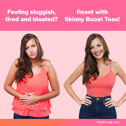 Skinny Boost Evening Tea-Cleanse and detox support, reduce bloating, cleanse colon, reduce toxins, vegan, sugar free-(2 PACK-)14 bags-lemon honey